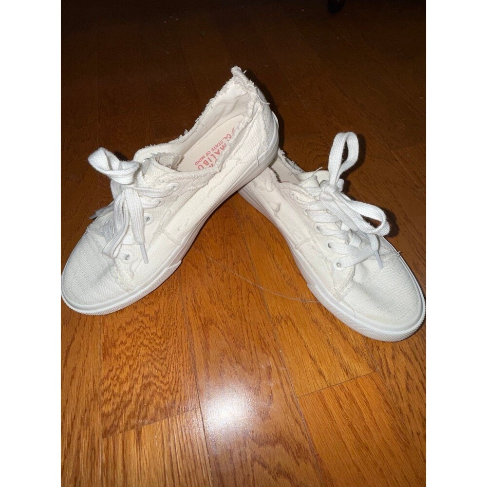 Blowfish Malibu White Floral Embroidered Sneakers Women’s Size 5 Distressed - Picture 2 of 6